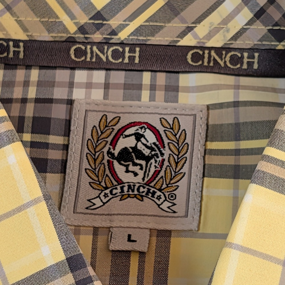 Cinch Mens Long Sleeve Button Up Shirt Size Large Plaid - Picture 6 of 7